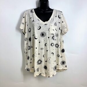 Heritage by Torrid Slub Jersey T-Shirt Celestial Sun Moon Stars Eyes Size 2X